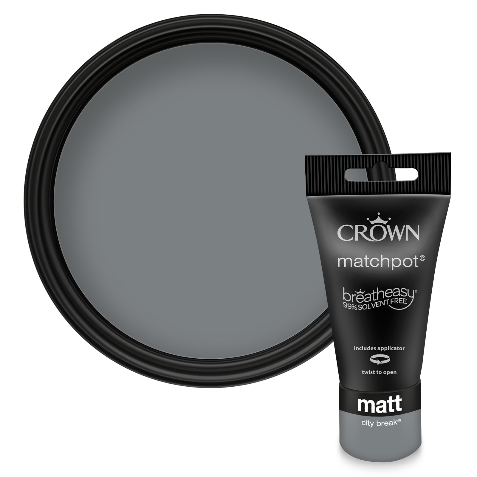 Crown WALLS & CEILINGS Grey Matt Paint Tester Pot - Sample 40ml