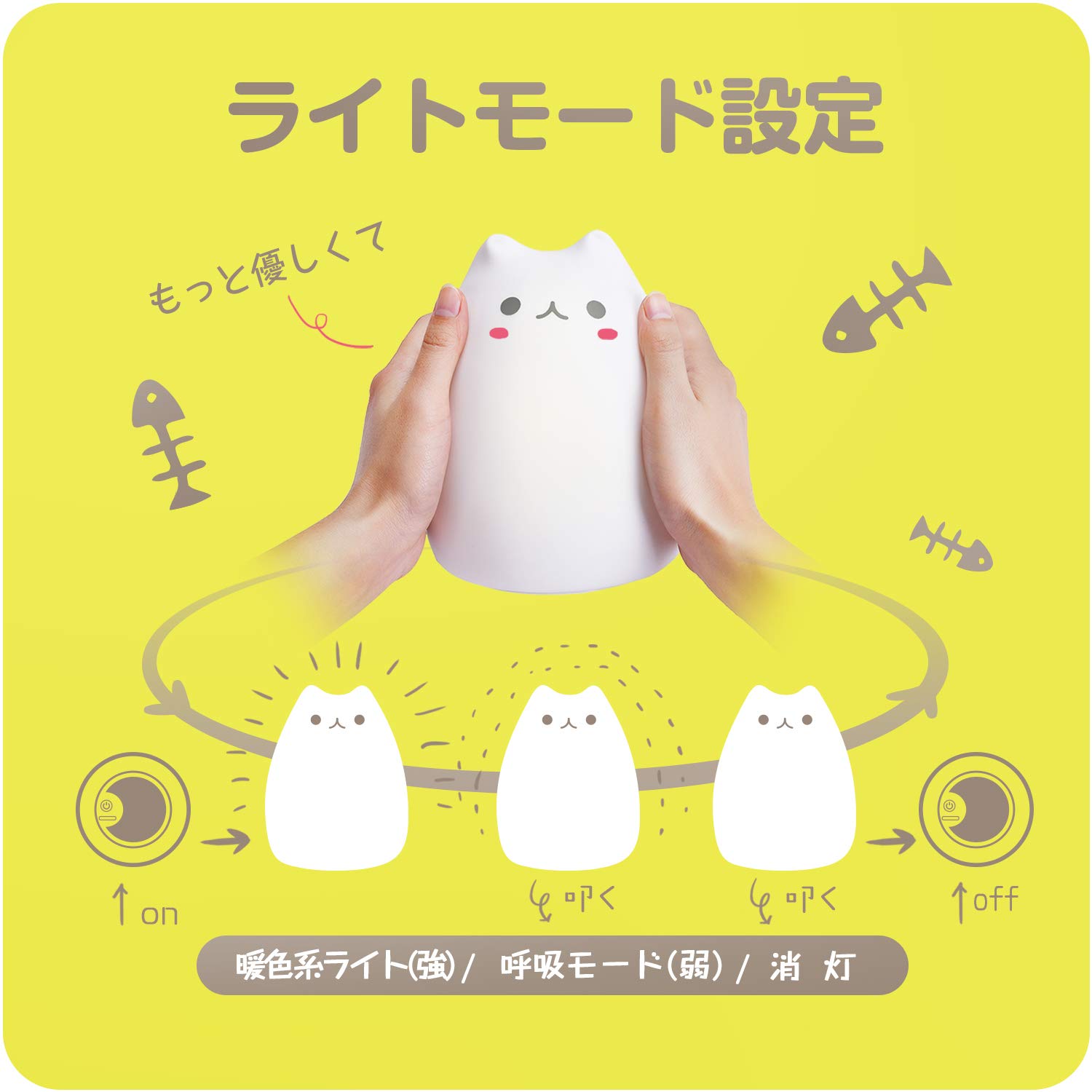 Amazon | ZNT 萌えニャンコ呼吸ランプ ベッドサイド イル ミネーション