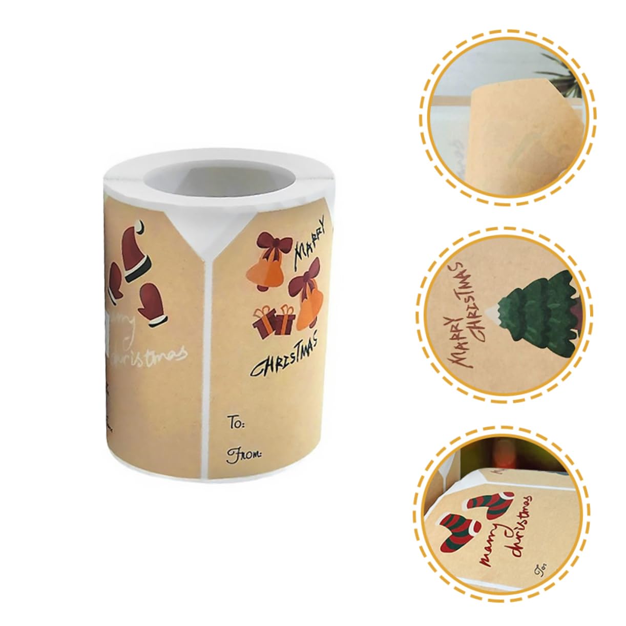 MAGICLULU 2rotoli Etichette Natalizie Carta Kraft Per Regali Adesivi Decorativi Motivi Natale Renne Per Decorazioni e Regali Natale