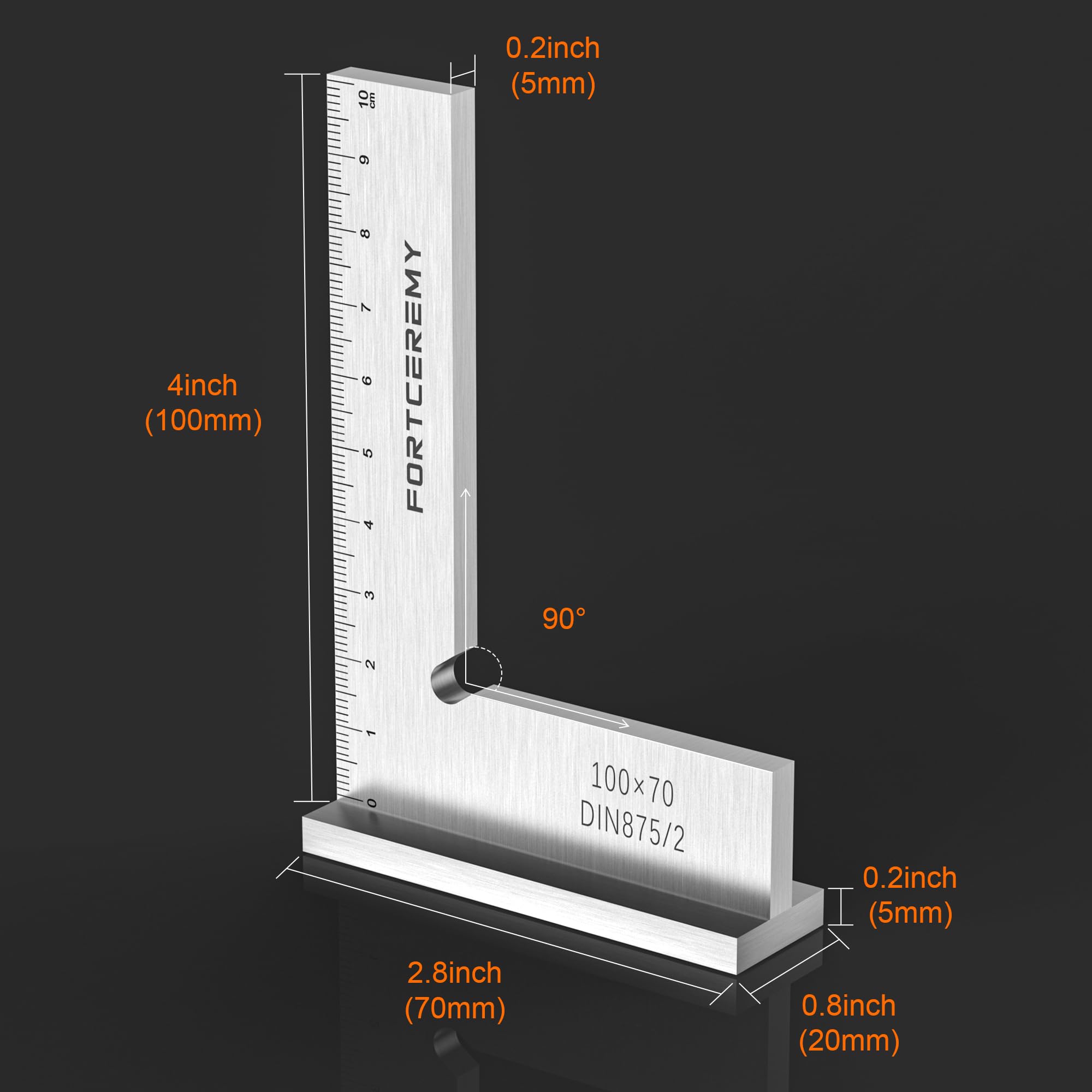 Équerre De Menuiserie Robuste, Outils En Acier Inoxydable, Règles Carrées à 90 Degrés, Règle De Mètre, équerre De Construction Professionnelle