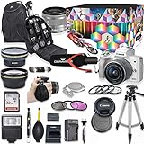 Canon EOS M50 Mirrorless Digital Camera with 15-45mm Lens Kit (White) + Wide Angle Lens + 2X Telephoto Lens + Flash + SanDisk 32GB SD Memory Card + Video Accessory Bundle