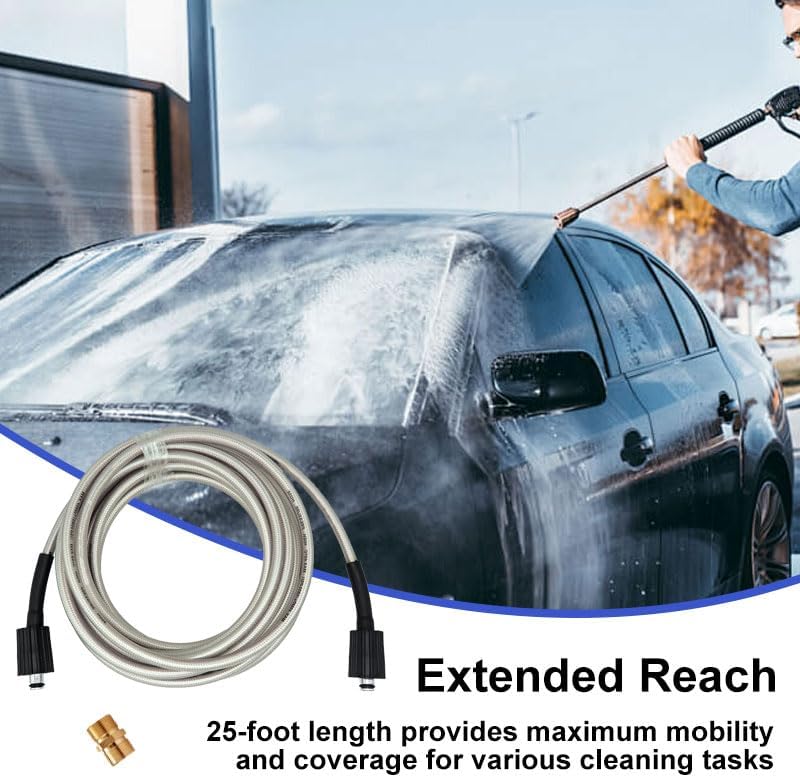 32-Foot High-Pressure Washer Hose, 1/4-Inch Quick Connect, Replacement for Greenworks 5200402, Compatible with All High-Pressure Washers Up to 2000 PSI