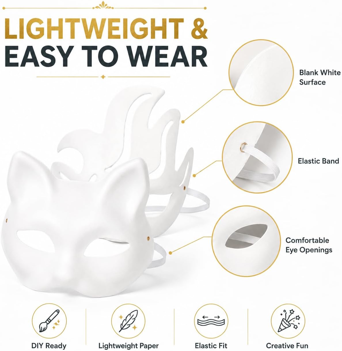 42 Pcs Blank Paper Mache Masks White DIY Masquerade Masks Craft Half Face Masks for Mardi Gras, Couple, Cosplay & Costume Parties, Art Projects & Home Decor, School Activities 7 Styles