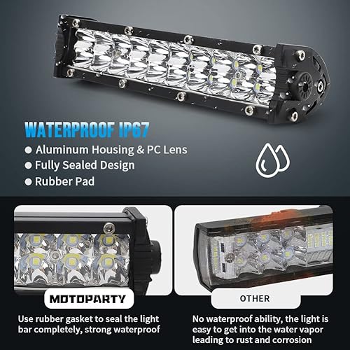 Miniatura 3 de motoparty Kit de barra de luz para faros delanteros de motocross KLX110 CRF110 TTR110 YZ250F con cargador de enchufe USB, 60 W 2500LM Plug-n-Play