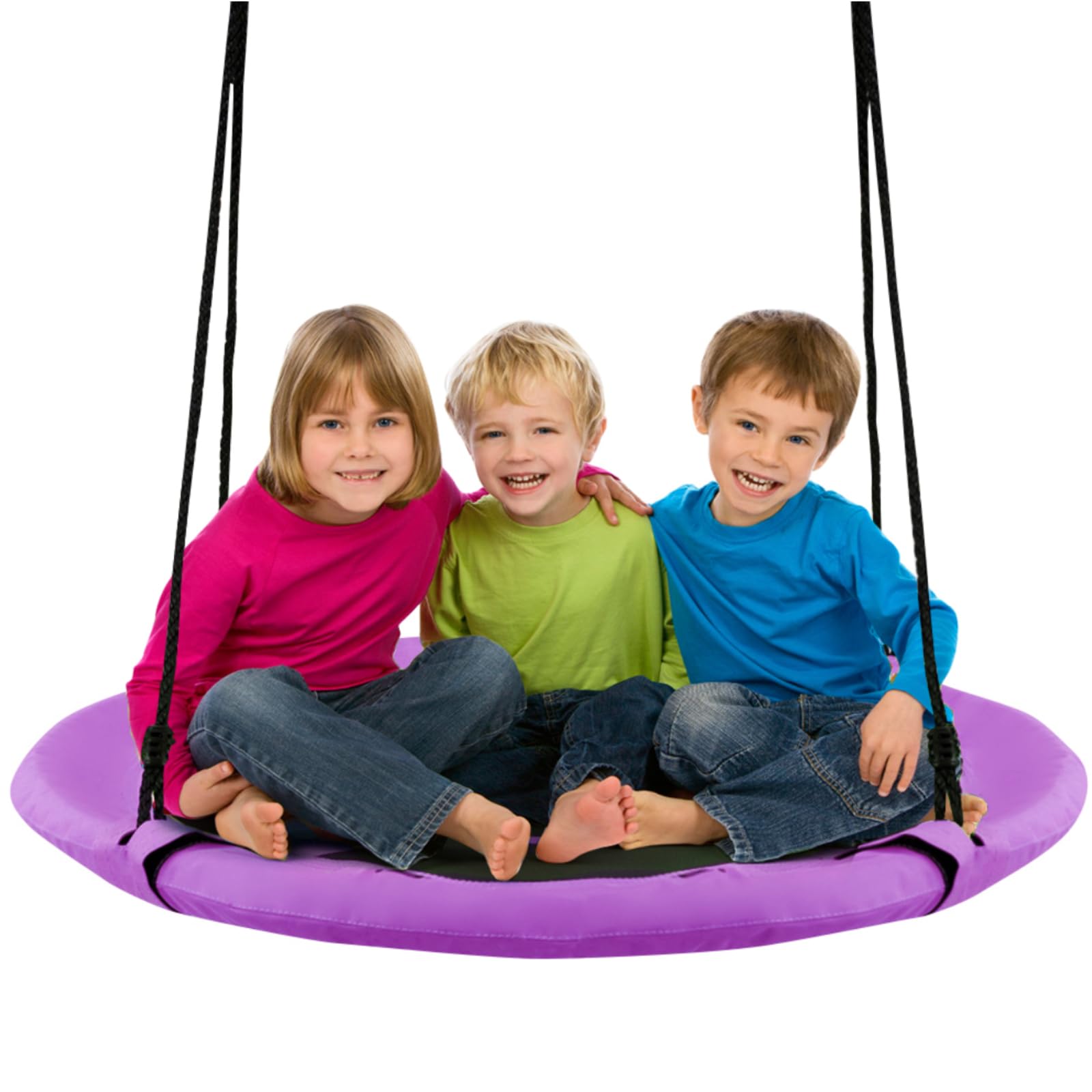 Maxmass 40’’/100cm Kids Nest Swing, Adjustable Hanging Tree Swings for Kids Adults, Outdoor Children Round Swing Seat for Garden Backyard Playground, 150kg Capacity (Purple) — image 1