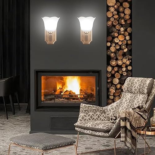 Miniatura 7 de WRalwaysLX Paquete de 2 apliques de pared LED góticos alimentados por USB, apliques de pared de plástico dorado vintage con control remoto para