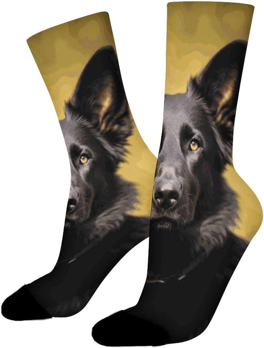 Mid-Calf Socks for Unisex, Casual Long Black German Shepherd Dog Sock for Running, Elastic Crew Socks for Work