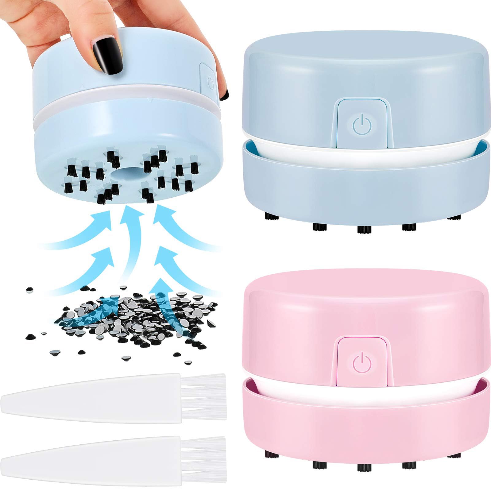 NALACAL Mini Crumb Vacuum Cleaner, Portable Desktop Sweeper Handheld Cordless Multifunction Cleaning for Home, Office, Cars, Desk (3.1 x 2.4 inch)