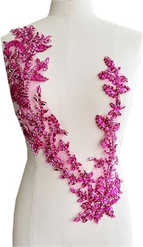 Vista 51 de PLune Diamantes de imitación acrílicos brillantes hechos a mano en apliques de encaje, cuentas de costura, parches para accesorios para vestido