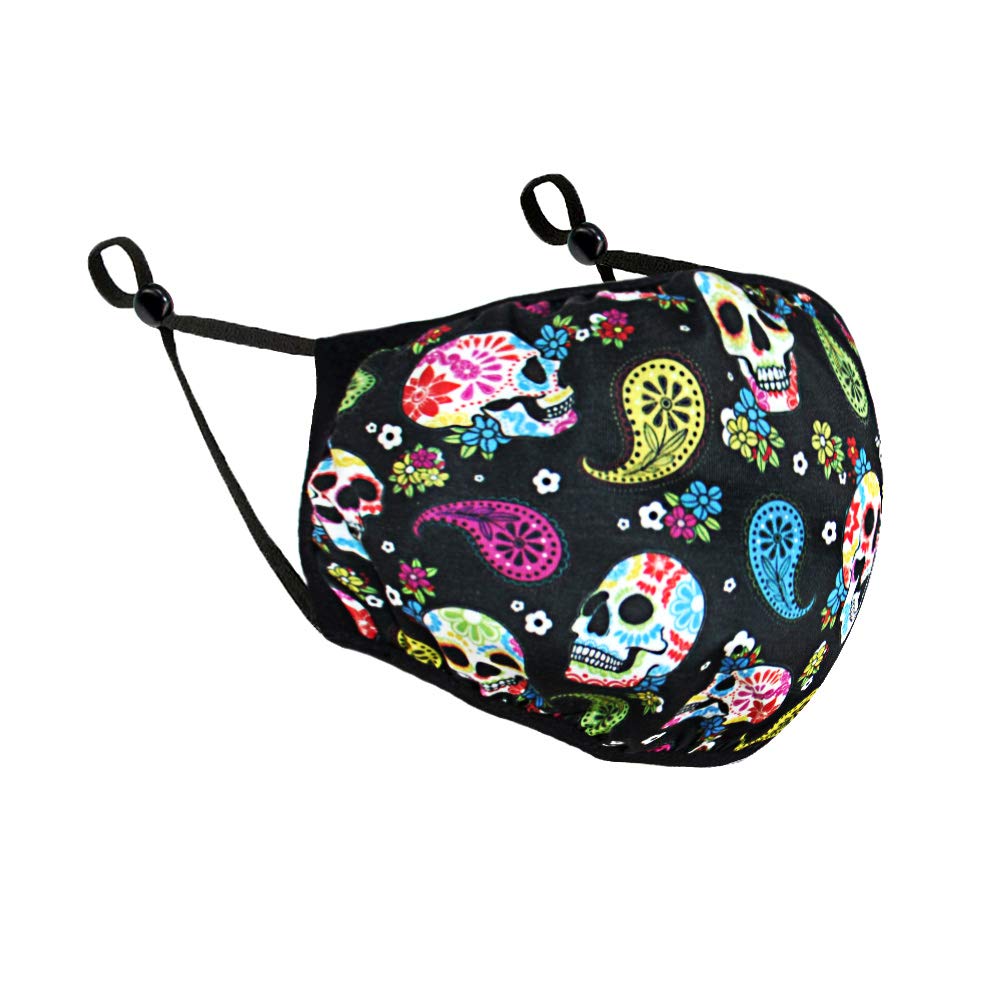 WIRESTER Unisex Cloth Face Mask with Adjustable Ear Loops, 2 Layer Fabric Face Cover Fashionable Design