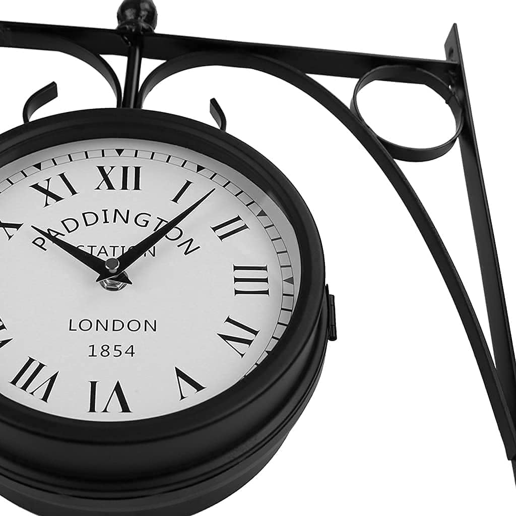 Outdoor Garden Wall Clock Antique Double-Sided Iron Wall Watch Wall Clock 31 * 38 * 9cm Indoor Simple Clock Decoration for Living Room Swimming Pool Wall Terrace