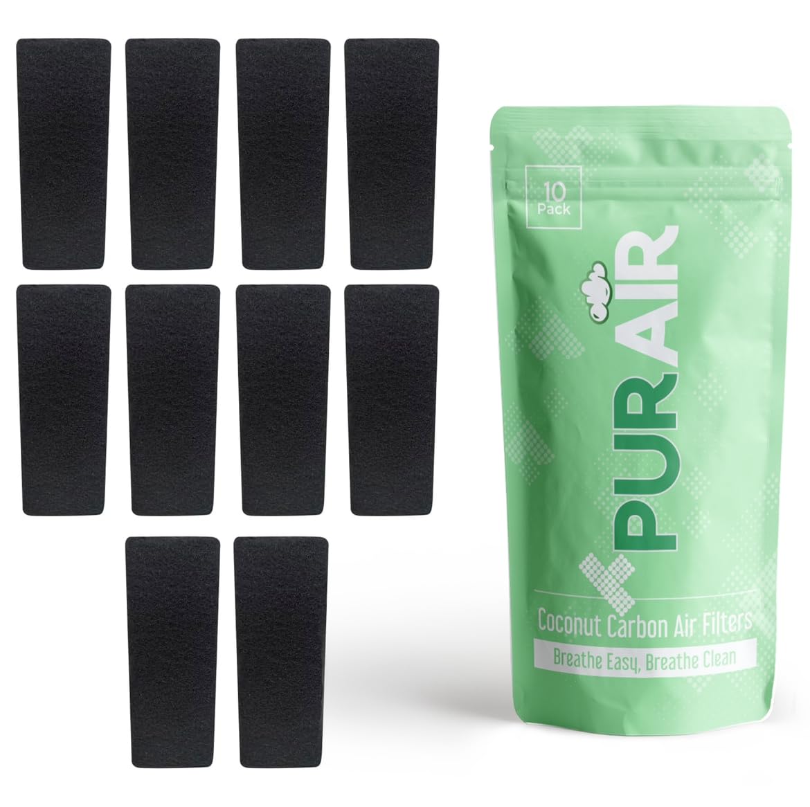 Ceiling Fan Filters | Ceiling Fan Filters for Blades | Activated Coconut Carbon | 10-Pack (10) | Enhanced Air Quality, Odor Elimination | Universal Fit | Unscented Blade Filters for Home Use