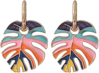 Monstera Leaf Earrings, Colorful Palm Leaf Dangle Earrings for Women, Bohemian Tree Leaf Earrings, Tropical Plant Leaf Stud Earrings Leaf Boho Jewelry, Coconut Palm Leaf Drop Earrings for Girls, Cute Leaf Statement Earrings Accessories Gift