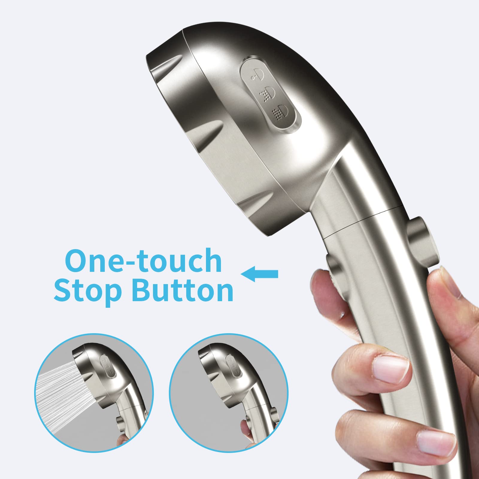 EAARSUO High Pressure Handheld Shower Head, RV Handheld Shower Head with Hose and On Off Switch, Detachable Shower Head with Adjustable Holder (Brushed Nickel)