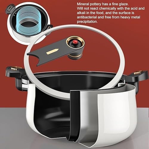 Miniatura 8 de Olla a presión antiadherente con diseño de doble oreja para preparación de estofado y sopa (7L blanco)