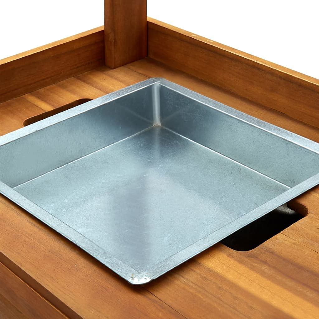 vidaXL Carrito de Cocina Jardín Mesita Ruedas Madera Acacia Maciza