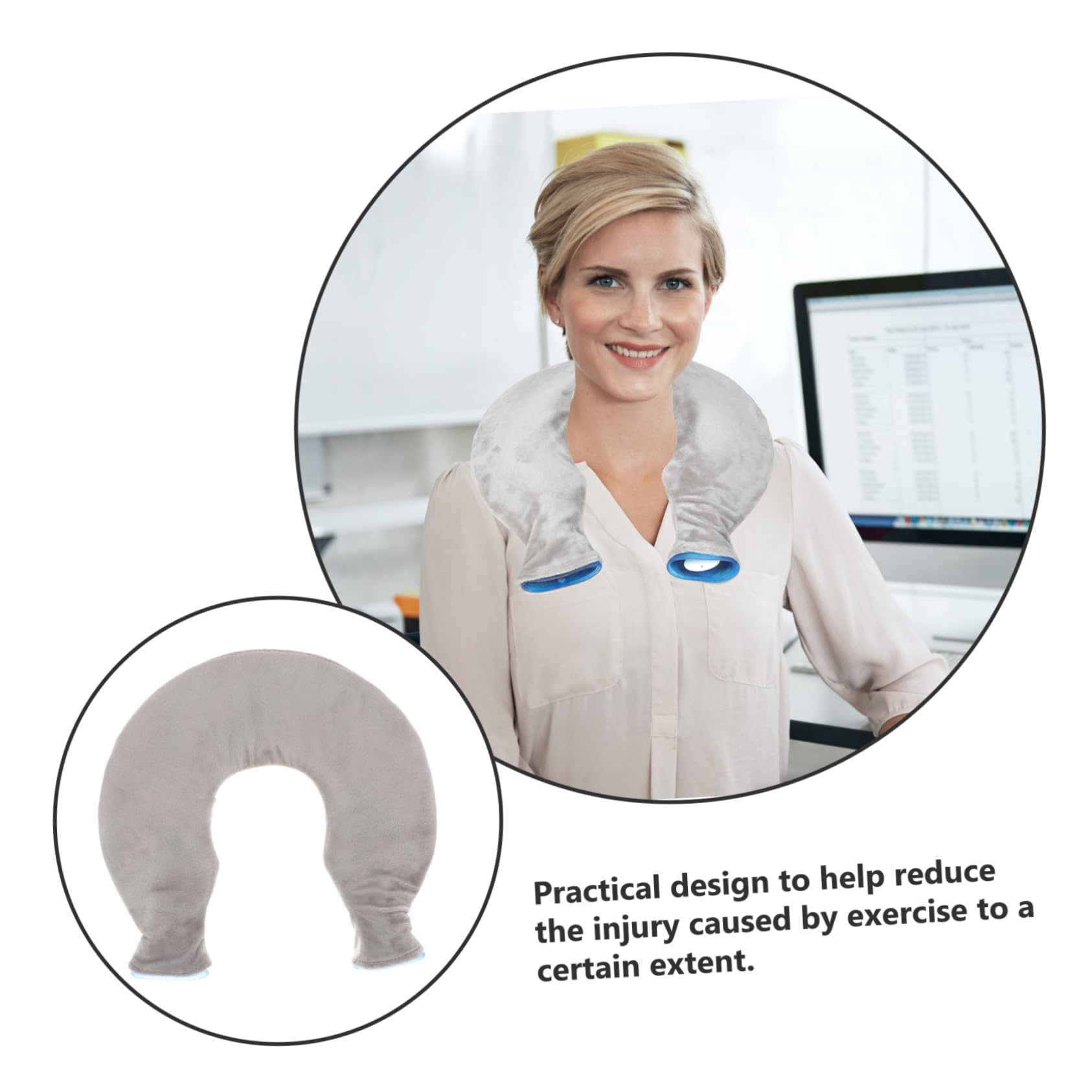 Impacco Freddo Caldo Riutilizzabile a U in Pvc per Collo e Spalle, Borsa Ghiaccio Blu in Gomma e Poliestere per Sollievo e Riabilitazione