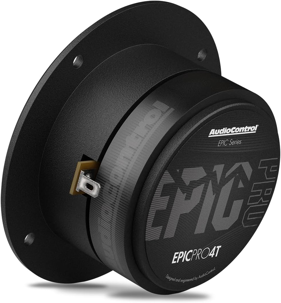 AudioControl EPICPRO4T Epic PRO 4” Compression Bullet Tweeter Car Speakers Set (Pair), 120W Max, 4 Ohms, Tweeter Crossover Included, Pro Audio High SPL Tweeters for Car Audio System