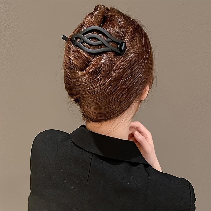 4 Pinzas Planas para Cabello, Clips Planos Redondos Franceses para Cabello Grueso o Fino, Broches Antideslizantes Vintage para Mujeres y Niñas miniatura 4