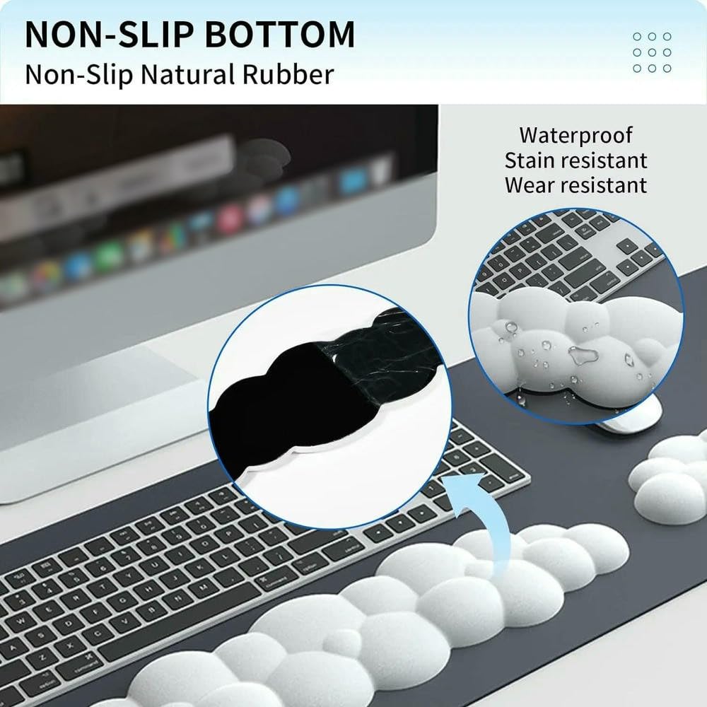 JJDFW - Tappetino per mouse ergonomico per computer portatile, con poggiapolsi e poggiapolsi per ufficio, protezione per la digitazione, in memory foam
