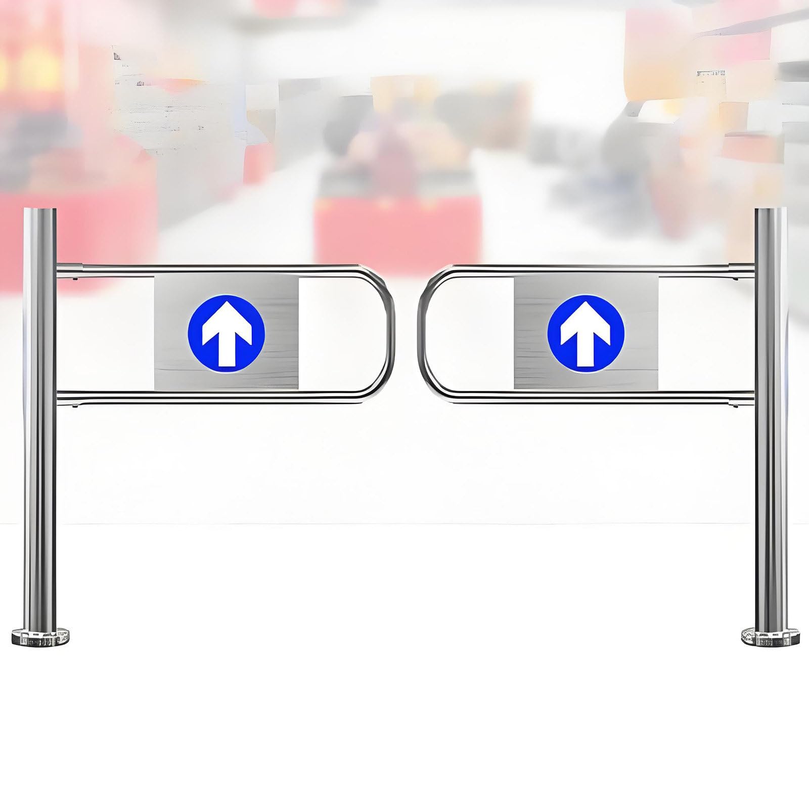 GUTYGIO Swing Gate for Supermarket Entrance,Spring-Loaded Automatic Closure 1-Way Door, Stainless Steel Entrance,90°Opens Access Barrier 160cm