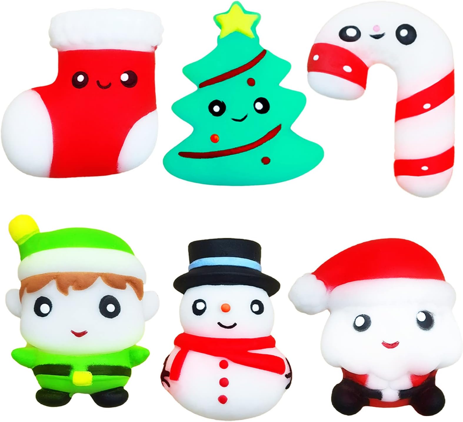 Christmas Mochi Squishy Toys Set, Kawaii Soft Silicone Toys, Anti-Stress Toy, Cute Squeeze Toy for Children, Stress Relief Squishy for Children's Birthday, Party Favours