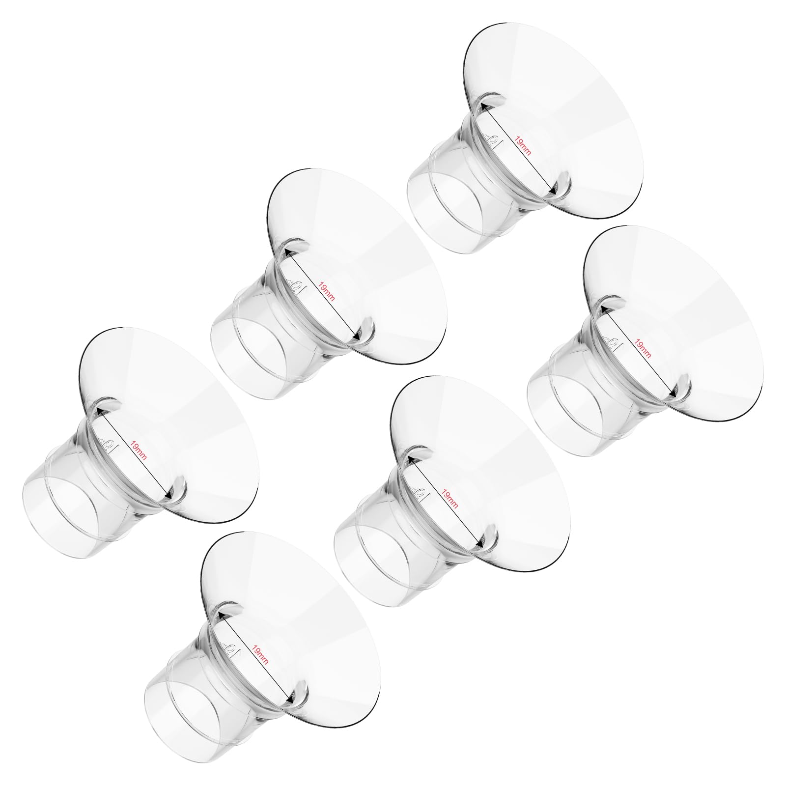 19mm Flange Inserts, Compatible with Most Breast Pump 24mm Flanges/Shields - Replacement Parts for Momcozy/Medela/Elvie/Spectra/MomMed/Bellababy/TSRETE/Willow - BPA Free, 6Pack