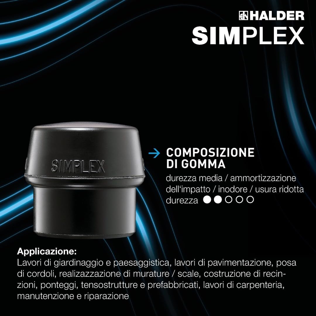 HALDER 3028.050 - Maza de goma + nylon Simplex Ø 50 mm