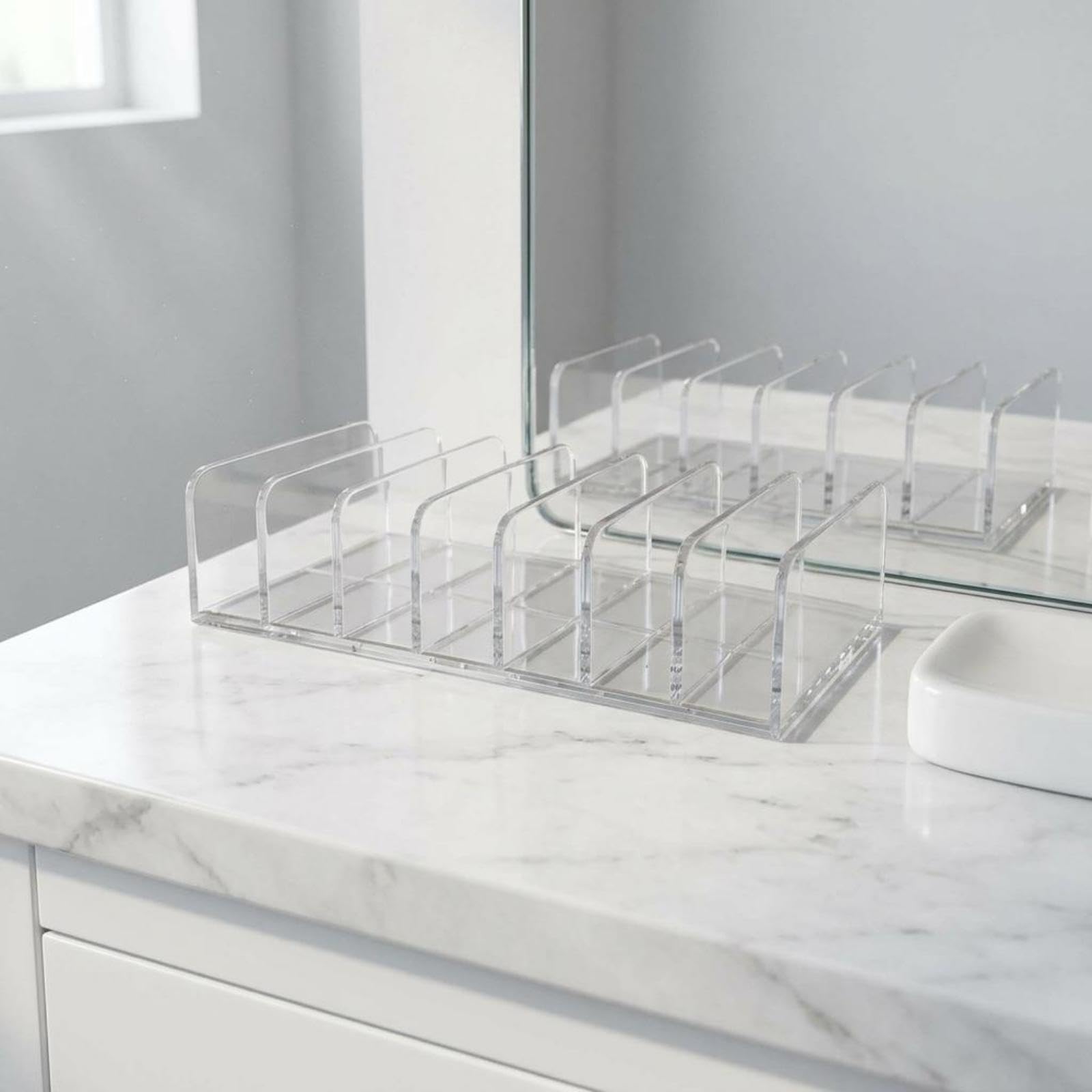 TISHITA 5 Stück Kosmetik Organizer Make Up Aufbewahrung Ablage Schminkständer Tubenhalter Aus Acryl mit Mehrfachfächern für Stehende Lagerung für Waschbeckenb, 5 Stück
