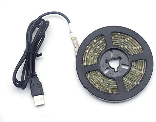 Renohef Tira de luces LED USB impermeable 5 V SMD 3528 164 pies 300 luces LED 60 ledsm blanco cálido con cable USB retroiluminación de escritorio