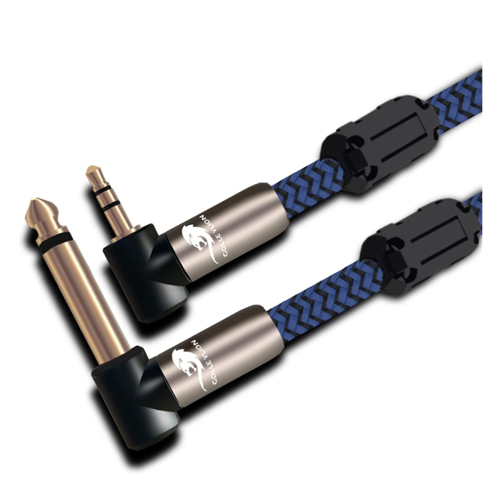 Cavo audio Hifi da M~ni jack da 3,5 mm a MONO da 6,35 mm compatibile con l'angolo del mixer mobile for PC 1/4quot;Cavo schermato intrecciato jack TS 1M 2M 3M 5M 8M(Blue,150cm)