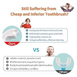 YOTEE U-Shaped Toothbrush Kids 2 PCS - Toddler Toothbrush with Food Grade Soft Silicone Brush Head, Manual Whole Mouth Tooth Brush for Kids Age 6-12(Purple+Yellow)