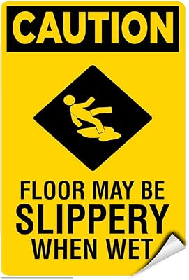 Caution Floor May Be Slippery When Wet Hazard Sign Label Decal Sticker 5 inches x 7 inches