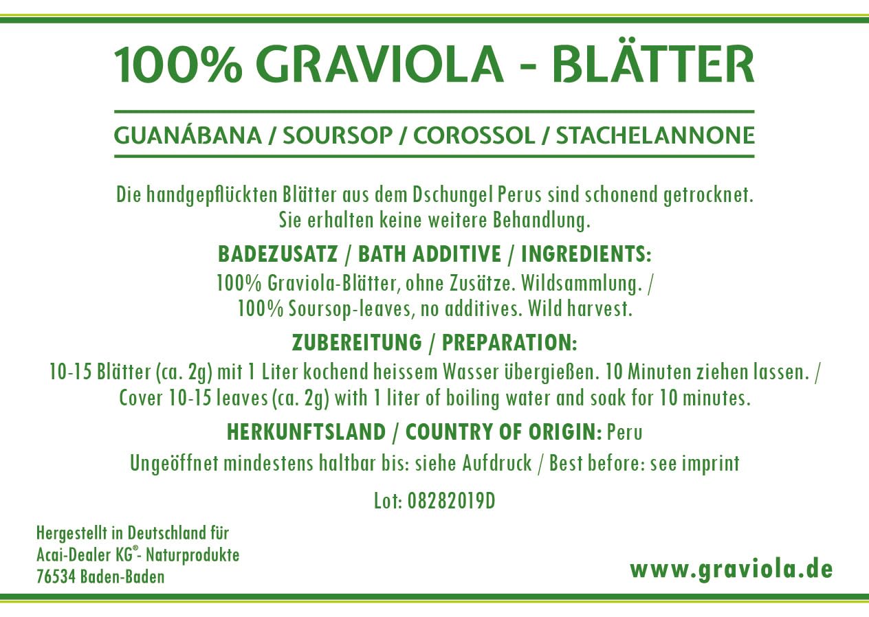 100 g GUANÁBANA Nueva cosecha, colección silvestre. Garantizado sin pesticidas.