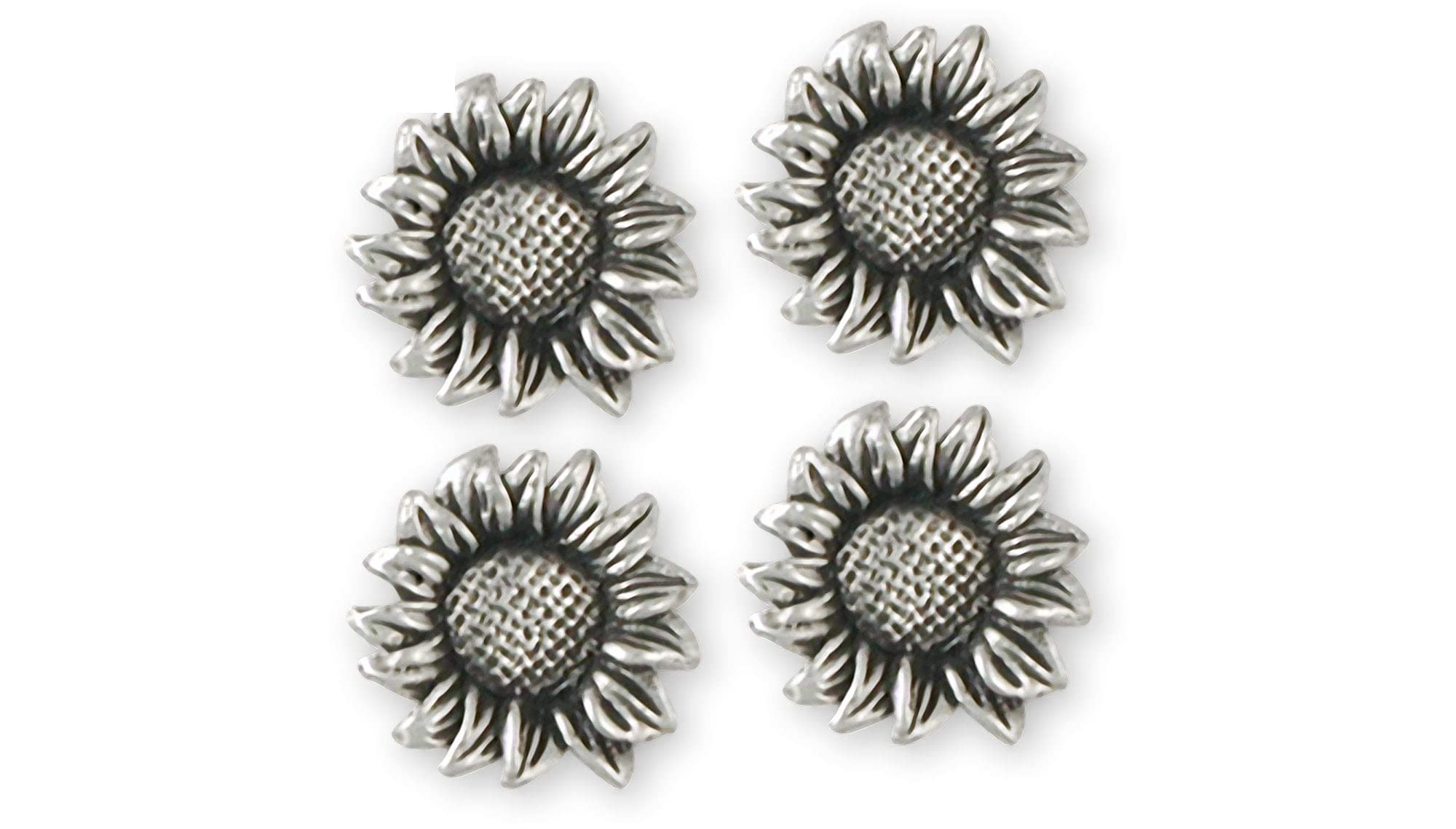 Sunflower Tuxedo Studs Jewelry Sterling Silver Handmade Sunflower Tux Studs SF6-STD