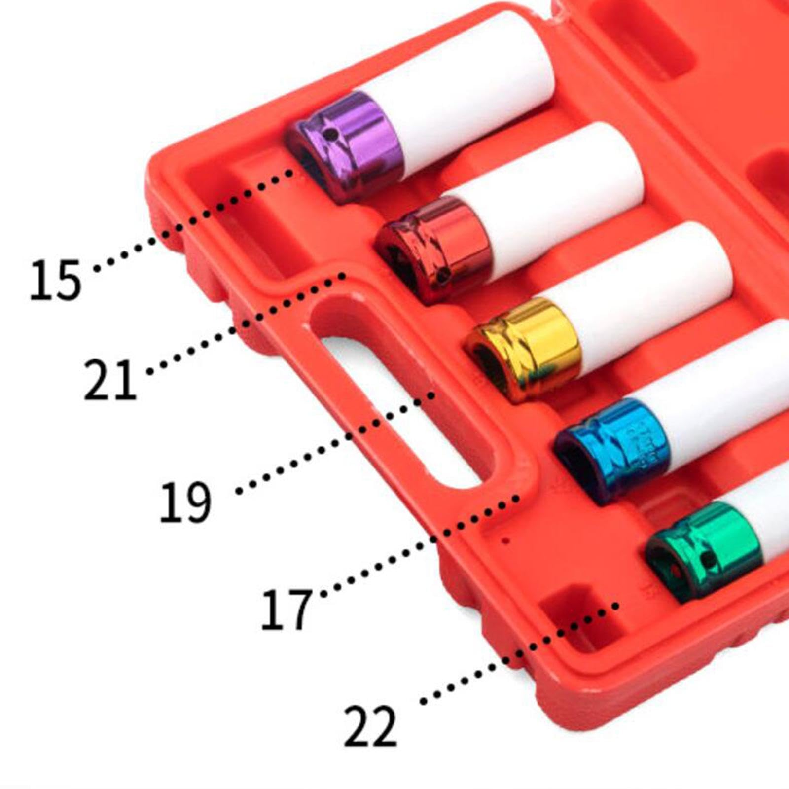 5 Piezas Juego de Dados Delgados Impacto 1/2 Herramientas Automotrices de Acero Caja Almacenaje para Mantenimiento de Vehículos Mecánica Reparación