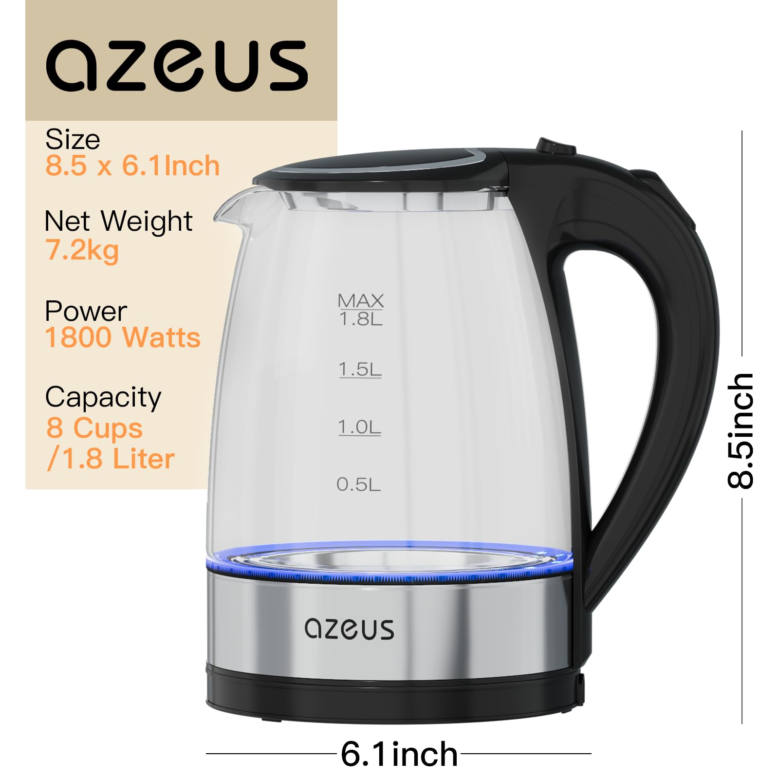 Amazon.com: 1.8L Stainless Steel Electric Kettle CX-817 with Fast