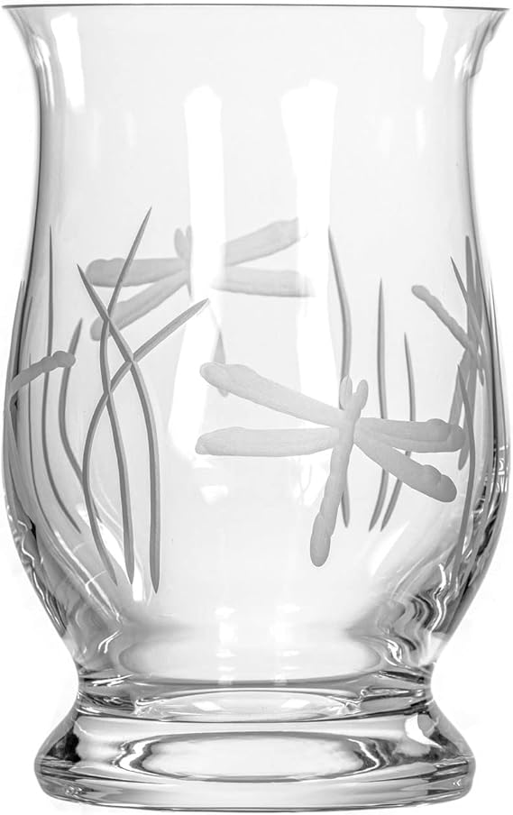 Dragonfly Glass Hurricane Candleholder 8inch Engraved