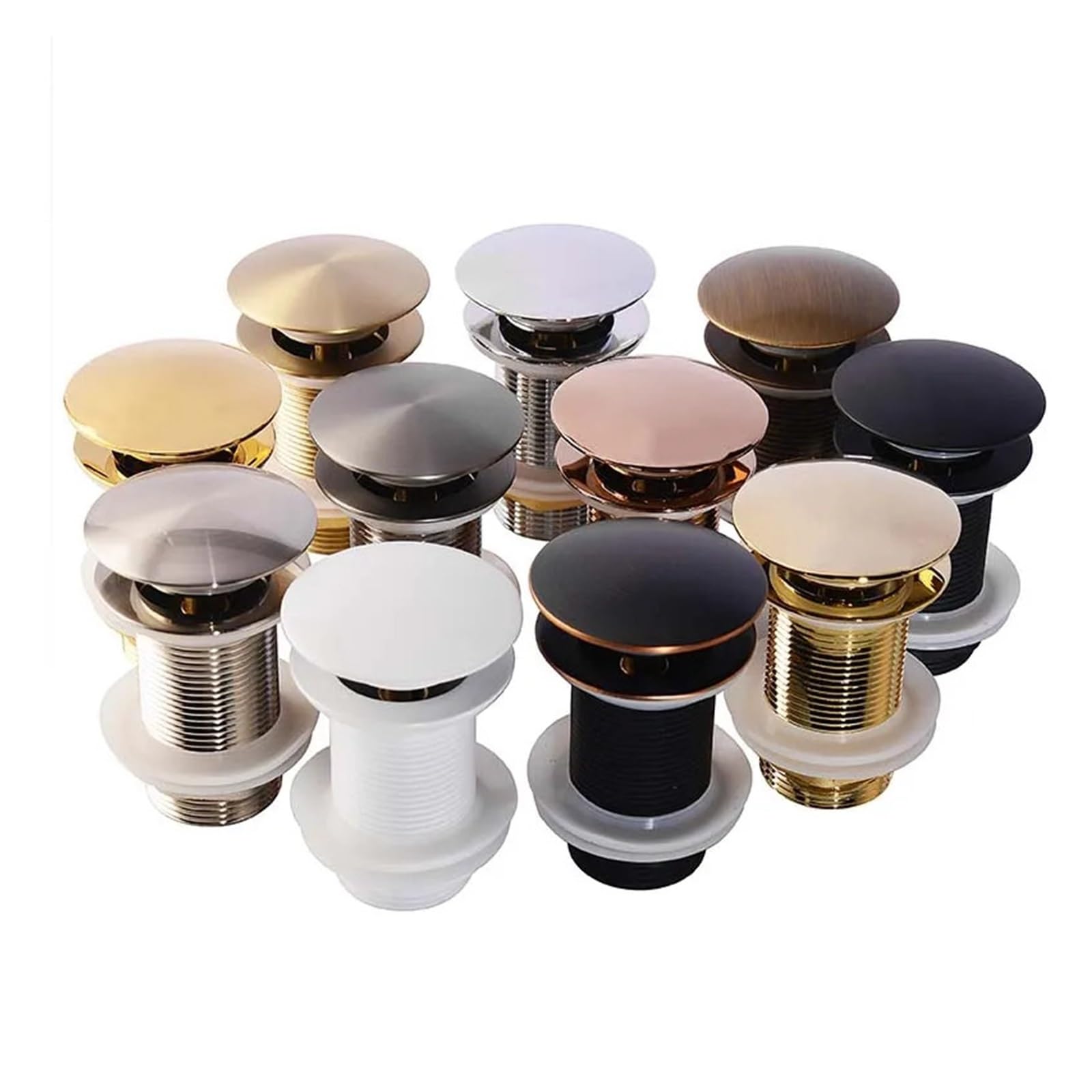 Tapon Lavabo Tapón emergente for Fregadero de baño, desagüe en Oro Cepillado, Negro Mate, Blanco, Oro Rosa, Dorado, Accesorios for Lavabo cromados(Orb no Hole)
