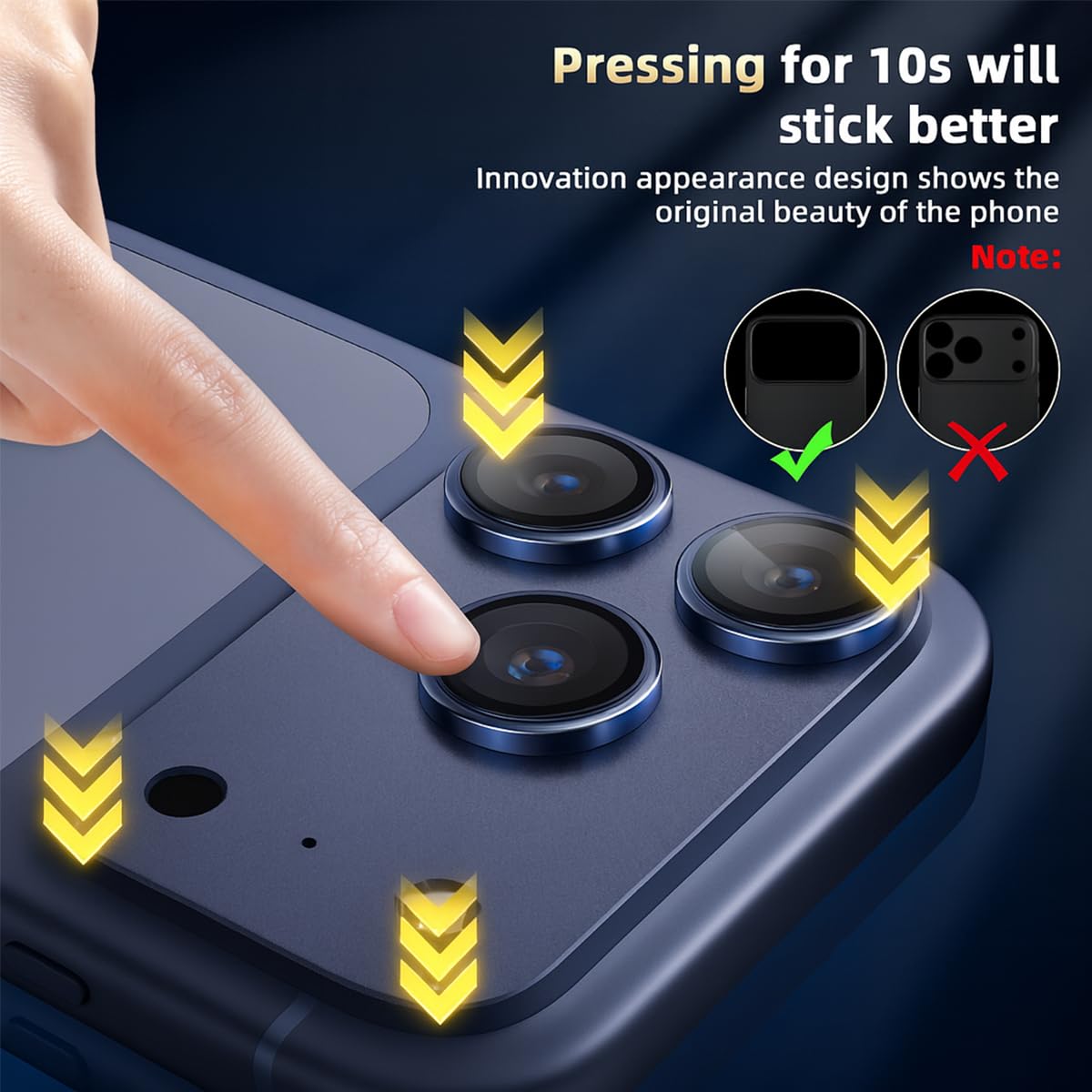 Ochrona Obiektywu Aparatu dla iPhone 17 Pro [Oryginalne Zdjęcia] Hartowane Szkło 9H i Ramka ze Stopu Aluminiowego Lotniczego, HD klarowność, łatwa instalacja, głębinowy błękit