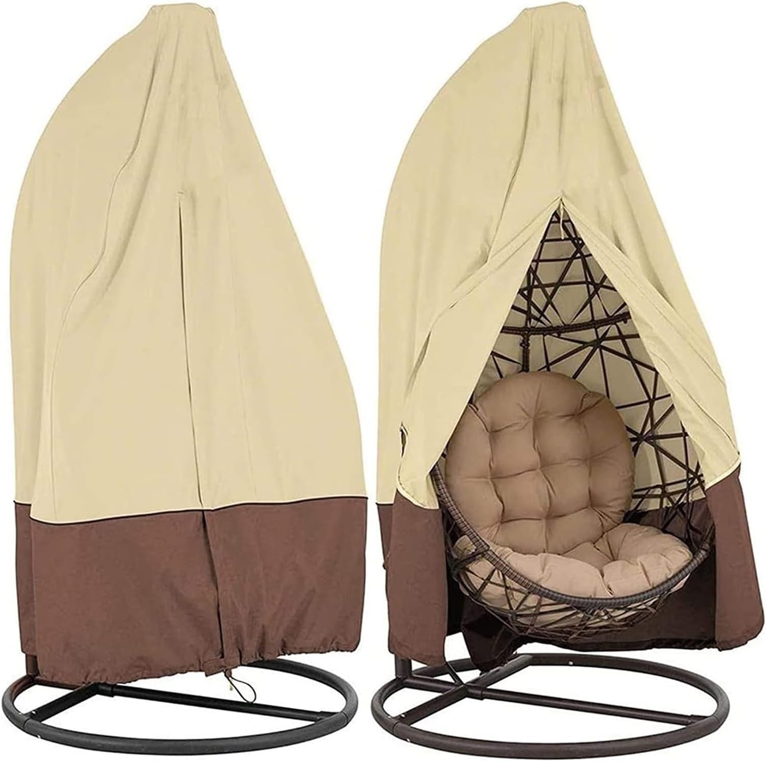 Fodera For Poltrona Sospesa, Protettiva Antivento, Resistente Ai Raggi UV Con Cornice A Uovo(Khaki,231x200cm)