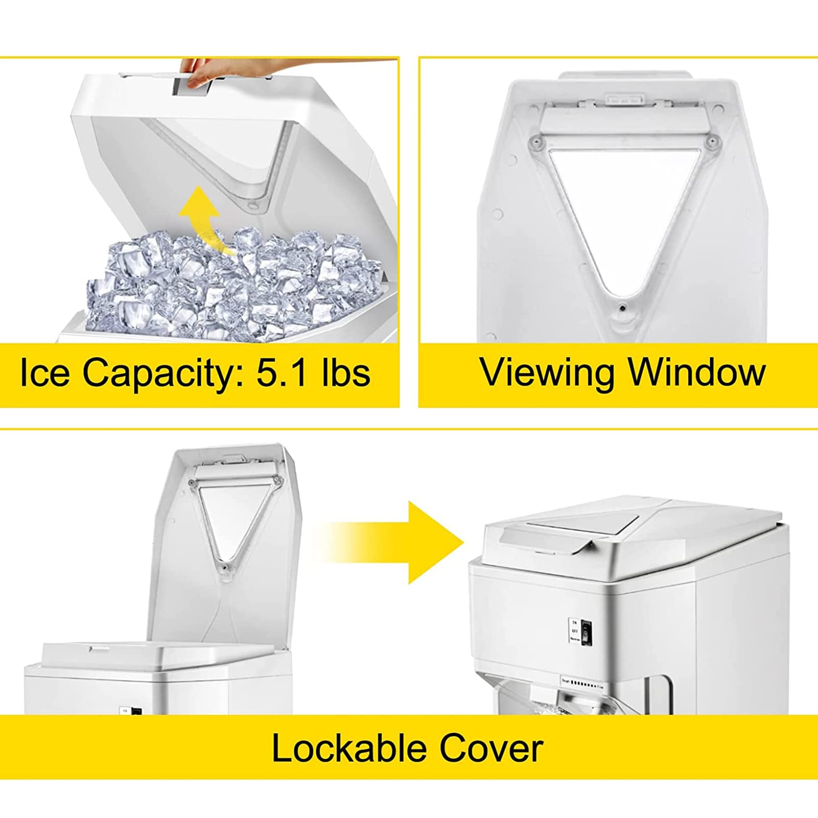 Afeitadora de Hielo Comercial, máquina eléctrica para Hacer Hielo, trituradora de Hielo, máquina de Batidos, finura de Hielo Ajustable, 440 LB/H 250 W