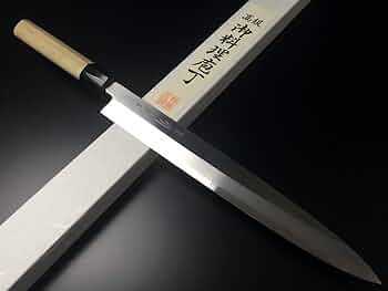 有次 特製 別打 柳刃包丁 9寸 霞 青鋼 水牛角巻 朴柄 築地の包丁有次