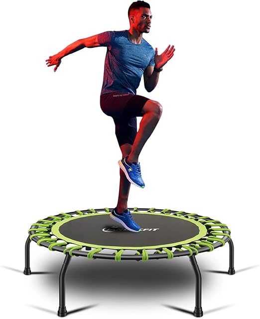 Jandecfit 40" Silent Mini Fitness Trampoline, Rebounder Trampoline Small Gym Trampoline for Indoor Fitness, Bungee Rope Design System, the Best Choice for Aerobic Exercise,Max Limit 330 lbs