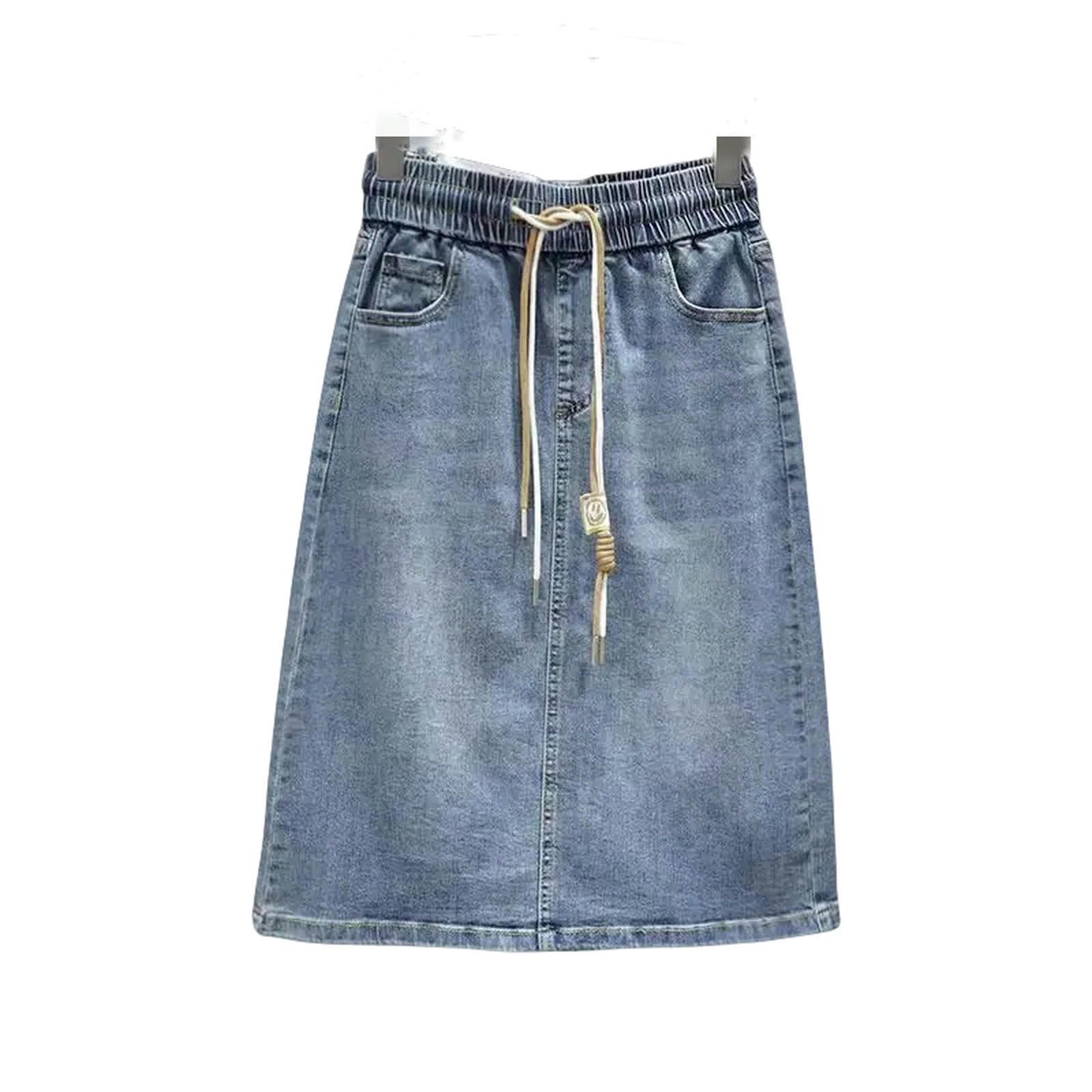 Gonna di Jeans Gonna in Denim Sottile in Vita Elastica delle Donne Gonna in Denim
