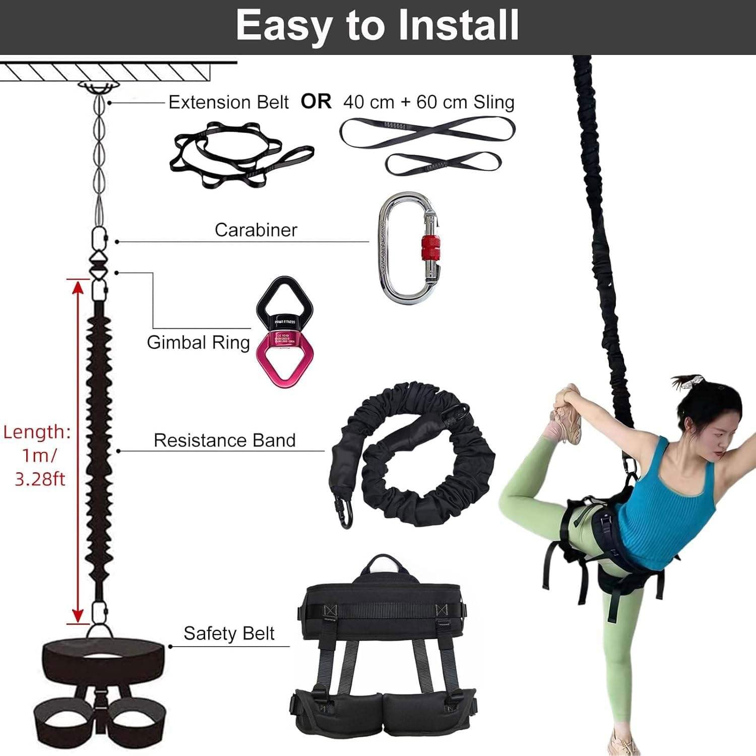 Kit di Fasce Elastiche Pesanti, Set di Cinture di Resistenza con Corde Elastiche for Yoga, Corda Elastica da Ballo 4D, Fasce for Allenamento Fitness antigravità, Attrezzatura for Allenamento