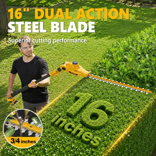 Image of Alloyman 20V MAX Pole Hedge Trimmer,Telescoping Pole Hedge Trimmer,with 2 Packs 4.0Ah Batteries & Charger,8 Feet Hedge Trimmer for Shrubs Pruning