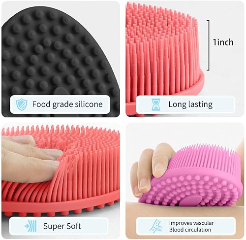 Miniatura 2 de Limpiador corporal de silicona, exfoliante de lufa, cepillo de baño, juego de 3 limpiadores corporales suaves, diseño de doble cara 2 en 1,