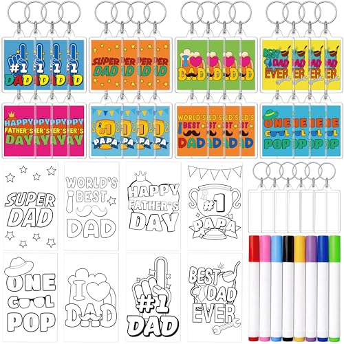 90shine 32PCS Fathers Day Acrylic Keychain Crafts: Make Your Own
