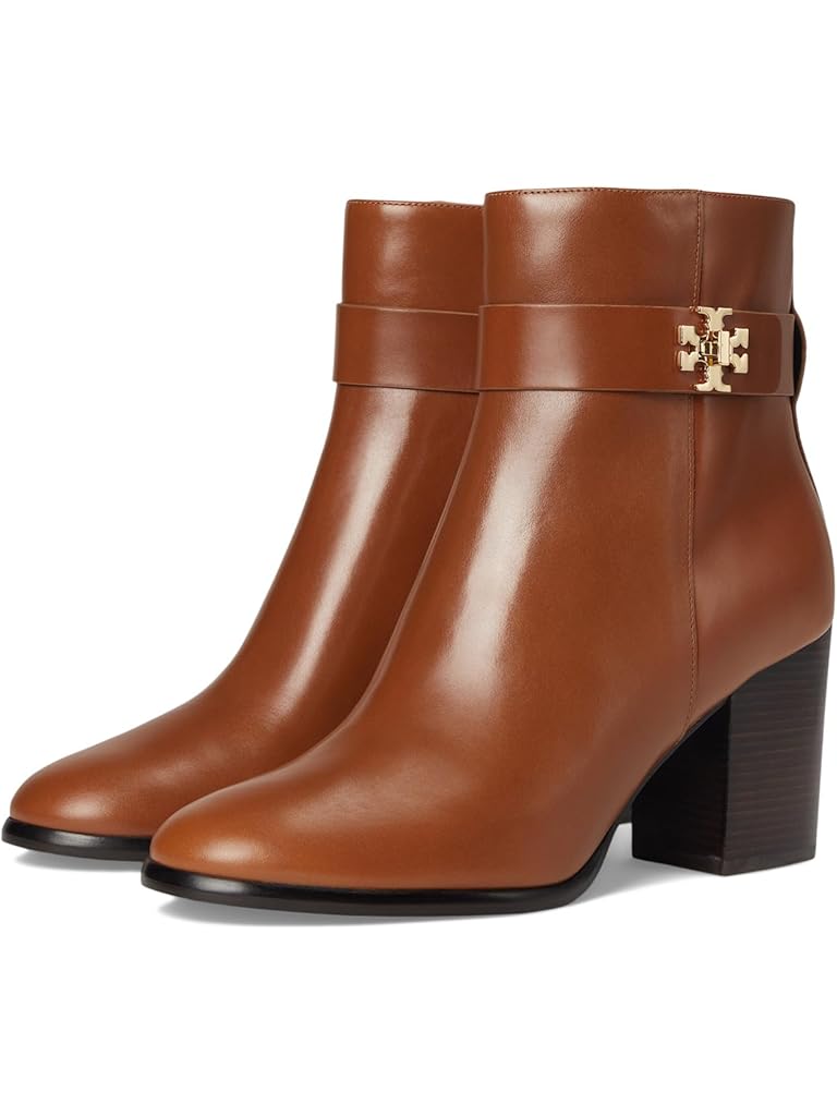 Brown Tory Burch Turnlock Heeled Ankle Boot 80mm